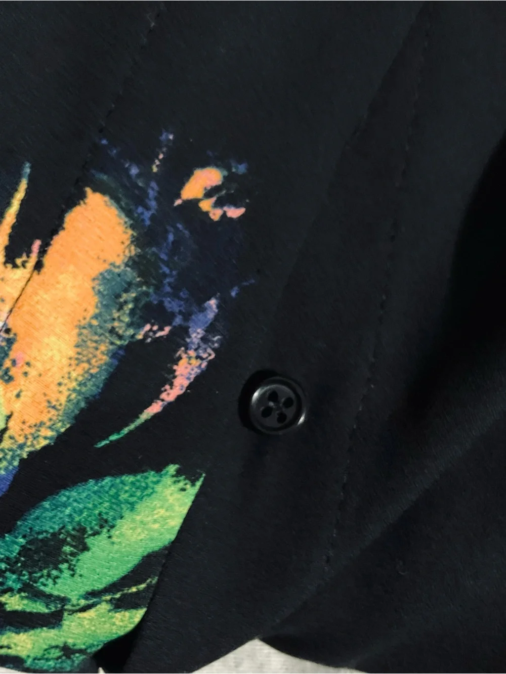 Floral Print Button-Up Blouse - black Multi Color Floral - Picture 9 of 10